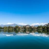 View at Annapurna mountain range in Phewa lake in Pokhara, Nepal
